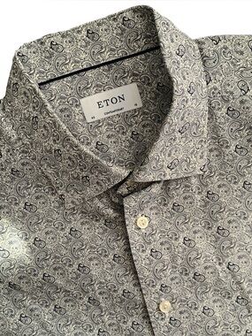 Eton Paisley Contemporary Fit Button Up Long Sleeve Dress Shirt Size 18